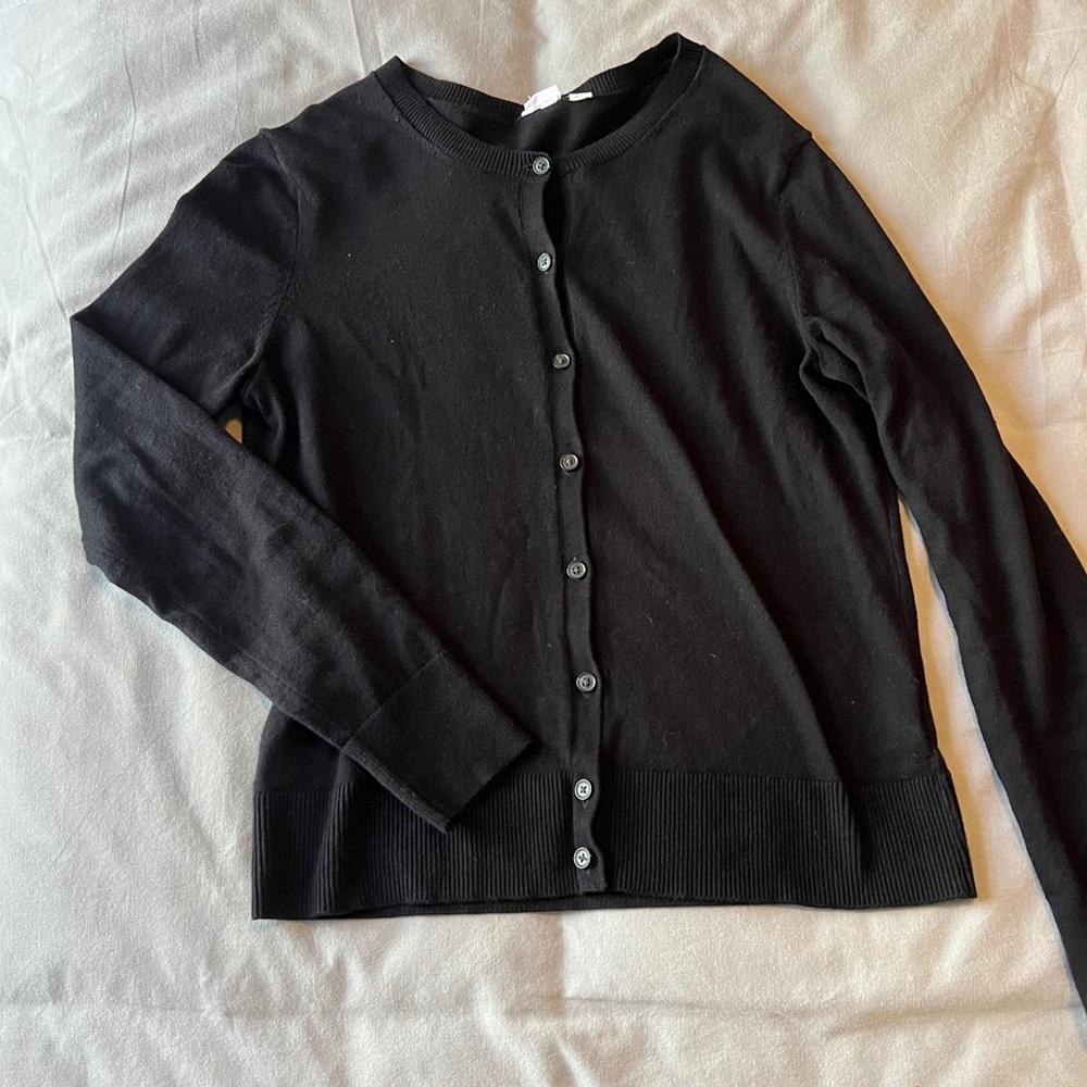 100% Cotton Black Gap Classic Button-Up Cardigan